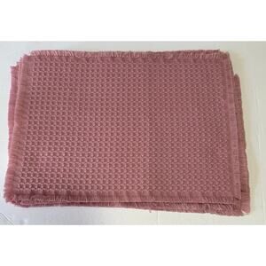 Set‎ of 6 Woven Table Placemats Soft Weave English Rose Pink Fringe Cottage Core